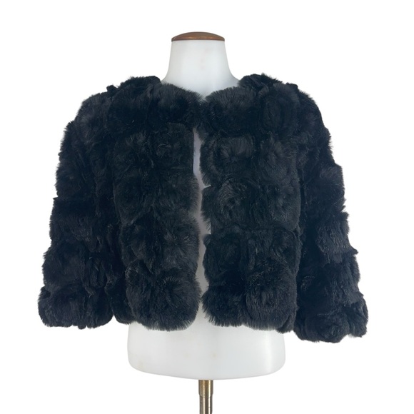 Adrienne Landau Jackets & Blazers - Adrienne Landau black short rabbit fur coat Medium Size